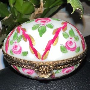 Limoges France floral egg trinket box.